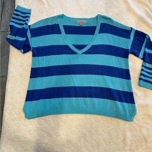 Striped Blue V-Neck Sweater
